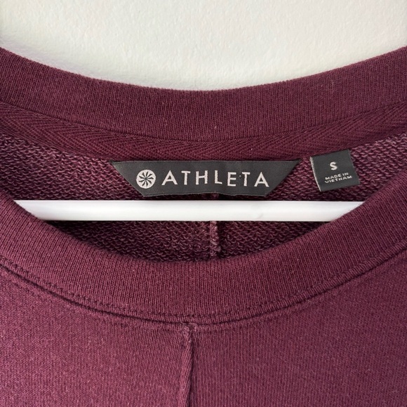 Athleta Embrace Sweater Dress Burgundy Belted Tie Waist Athleisure Short Sleeve - Picture 4 of 11
